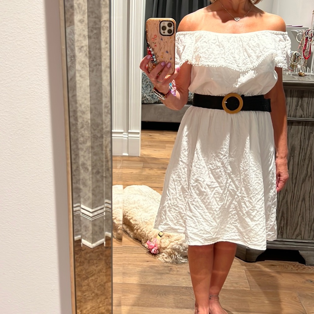 Faded glory  white off the shoulder fun dress!! Size L